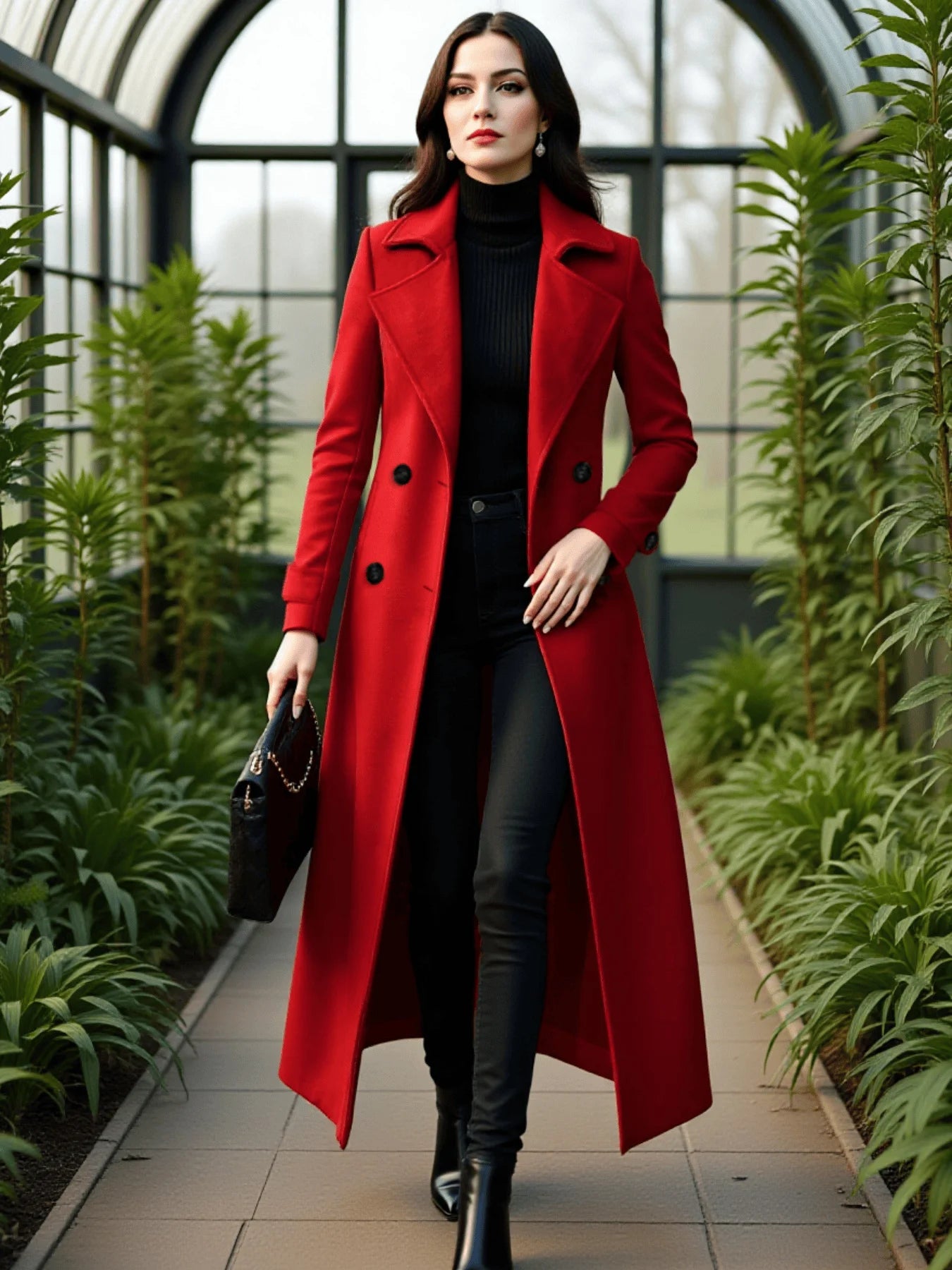 Women's Thickened Double-Breasted Wool Trench Coat Autumn Winter Fashion Item Gentle Temperament Winter Outfit Trench Coat