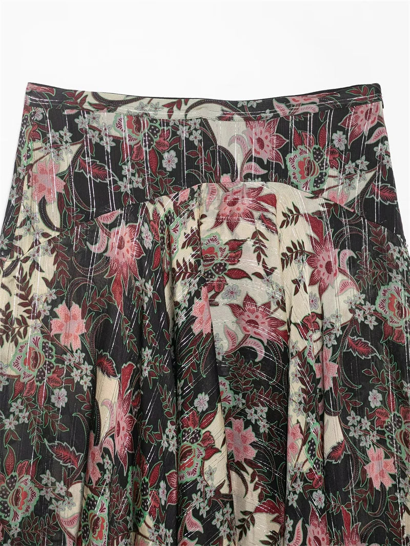 Women's Skirt 2026 New Fashion Spring Summer Floral Print Midi Skirt for Women Casual Chic Personality Female Skirt
