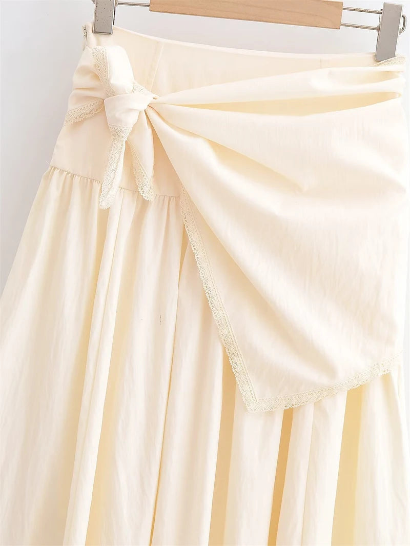 Women's Skirt 2026 New Fashion Spring Summer Beige Fluffy Scarf Midi Skirt for Women Casual Chic Personality Female Skirt