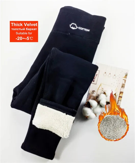 2024 Winter Thermal Leggings Women -15 ℃ Velvet Cotton Slim Tights Fleece Pants Stretch Thick Warm Skinny Leggings For Women
