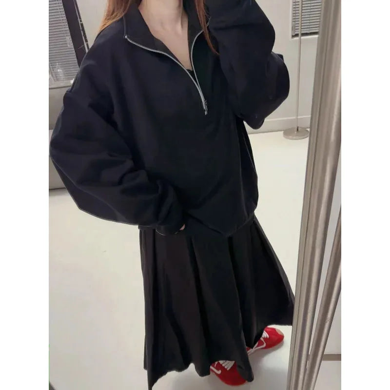 Unisex Winter Fleece Sweatshirt Thick Warm Stand Collar Zip Jacket Loose Fit Sport Top Casual Fitnes Outerwear for Men and Women