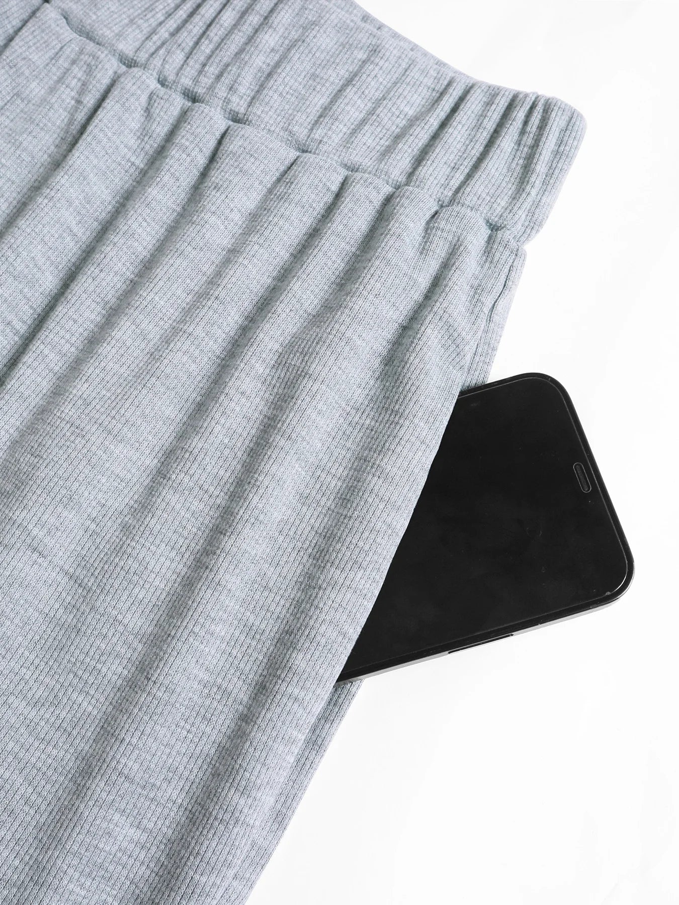 Women's 2 Piece Set Ribbed Long Sleeve T-Shirt & Wide Leg Pants, Casual Fall Winter, Ladies Fashion Clothing