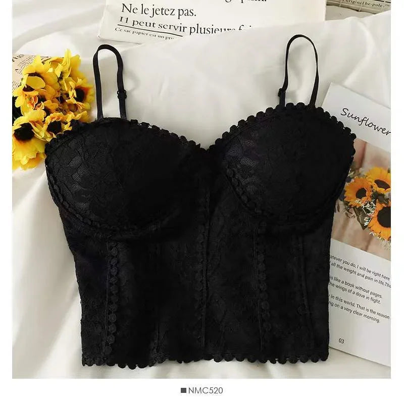 ITOOLIN Women Summer Knitted Crop Tops Lace Sexy Tank Top Casual Tops Backless Spaghetti Camis With Bra Pad For Women 2025 Sping