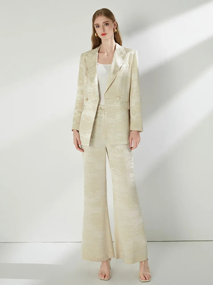 Luxury 2026 Spring Autumn Suits Coats Two Piece Set Women's Blazers Wide Legs Pants Sets Formal Occasions Matching Sets