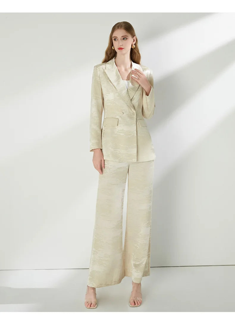 Luxury 2026 Spring Autumn Suits Coats Two Piece Set Women's Blazers Wide Legs Pants Sets Formal Occasions Matching Sets