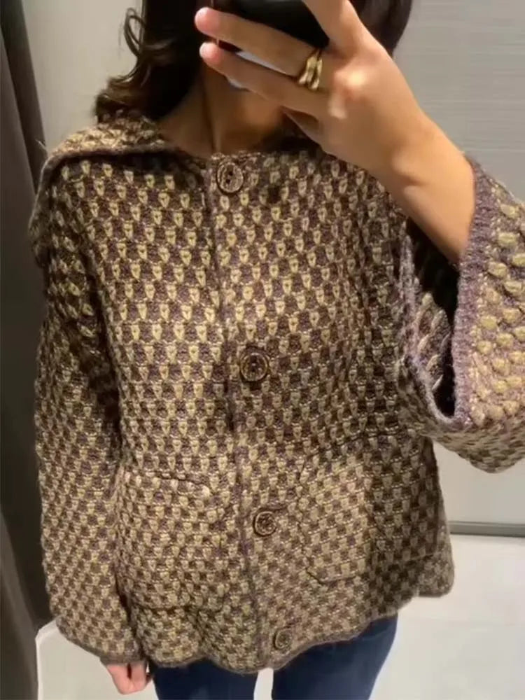 Chic Fashion Knitted Jackets for Women 2026 Autumn Winter Long Sleeve Single-Breasted Short Coats High Street Casual New Jackets