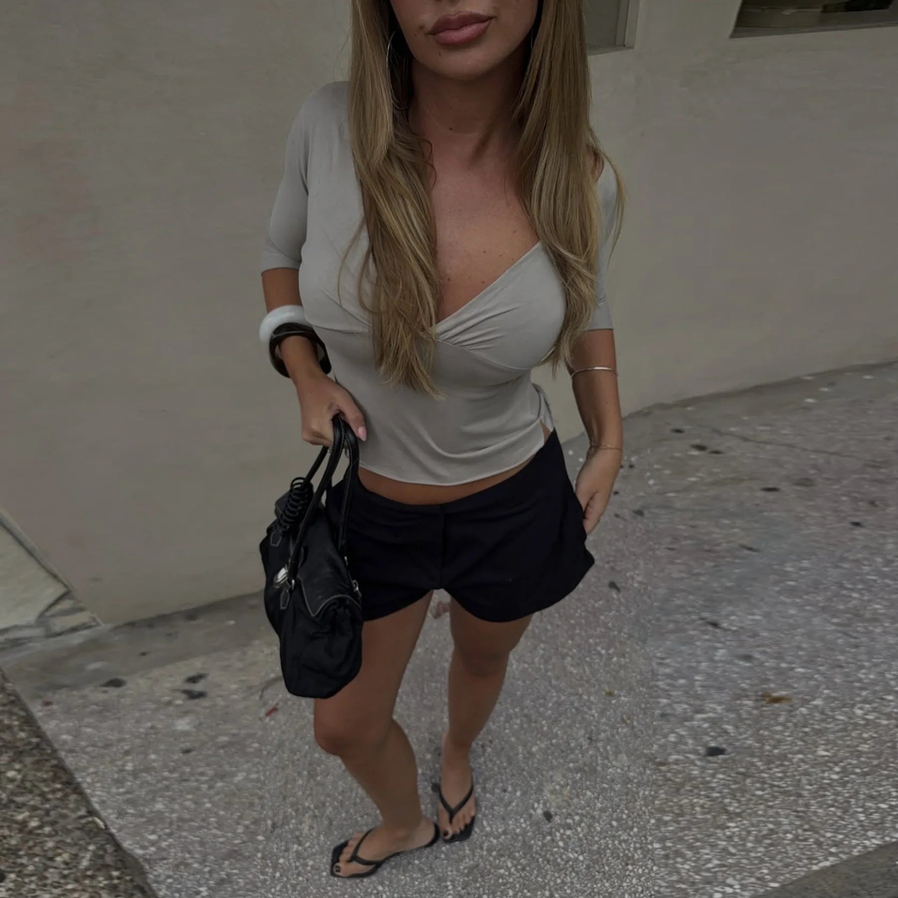 Sexy Deep V-Neck Half Sleeve T-Shirt Women Backless Split Slim Solid Tshirts 2026 Spring Summer Casual Pink Streetwear Crop Tops