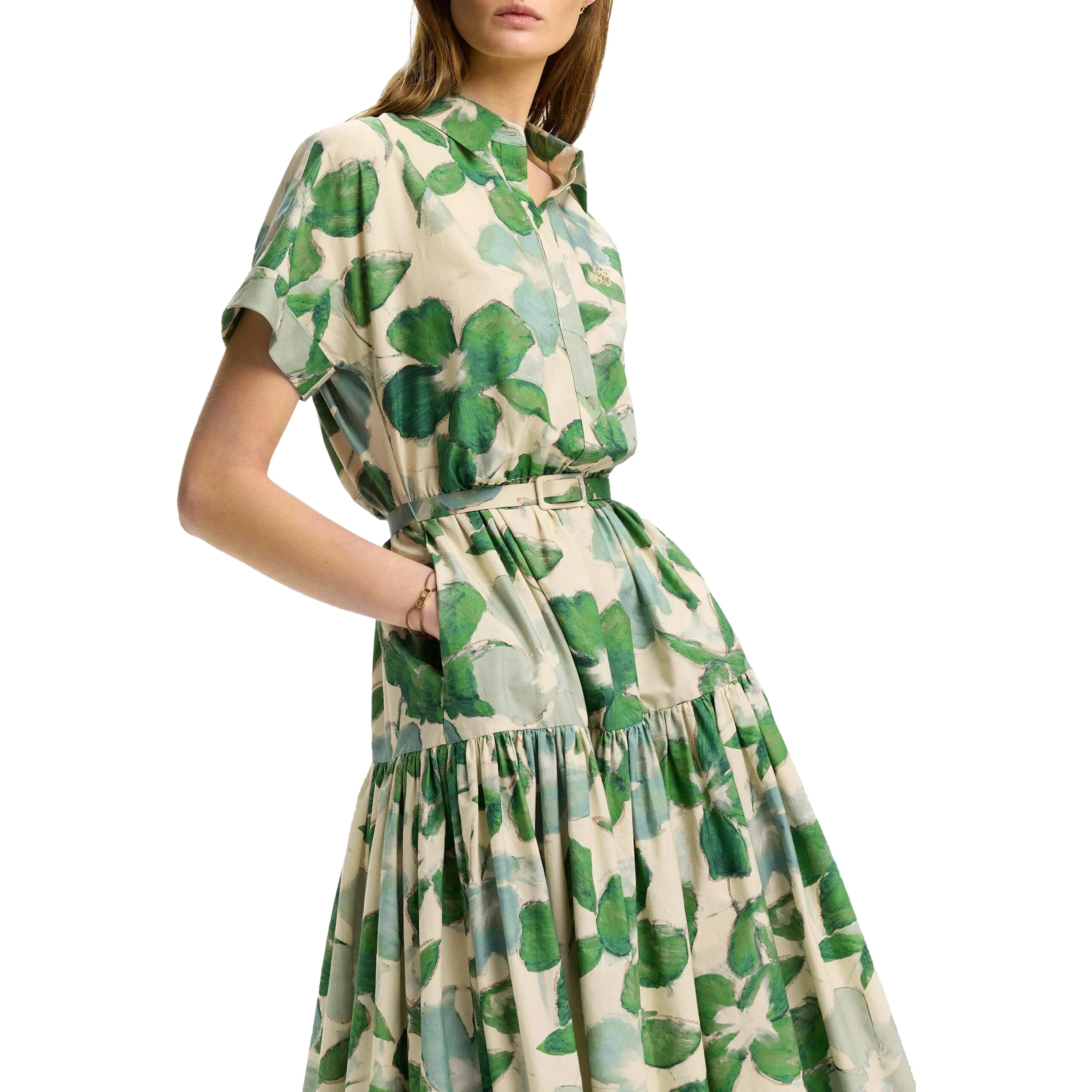 CHCH Women's Elegant Dress Hit Color Spliced Waist Cinching Elegant Dresses Women Pockets Midi Dress Office Lady Fashion